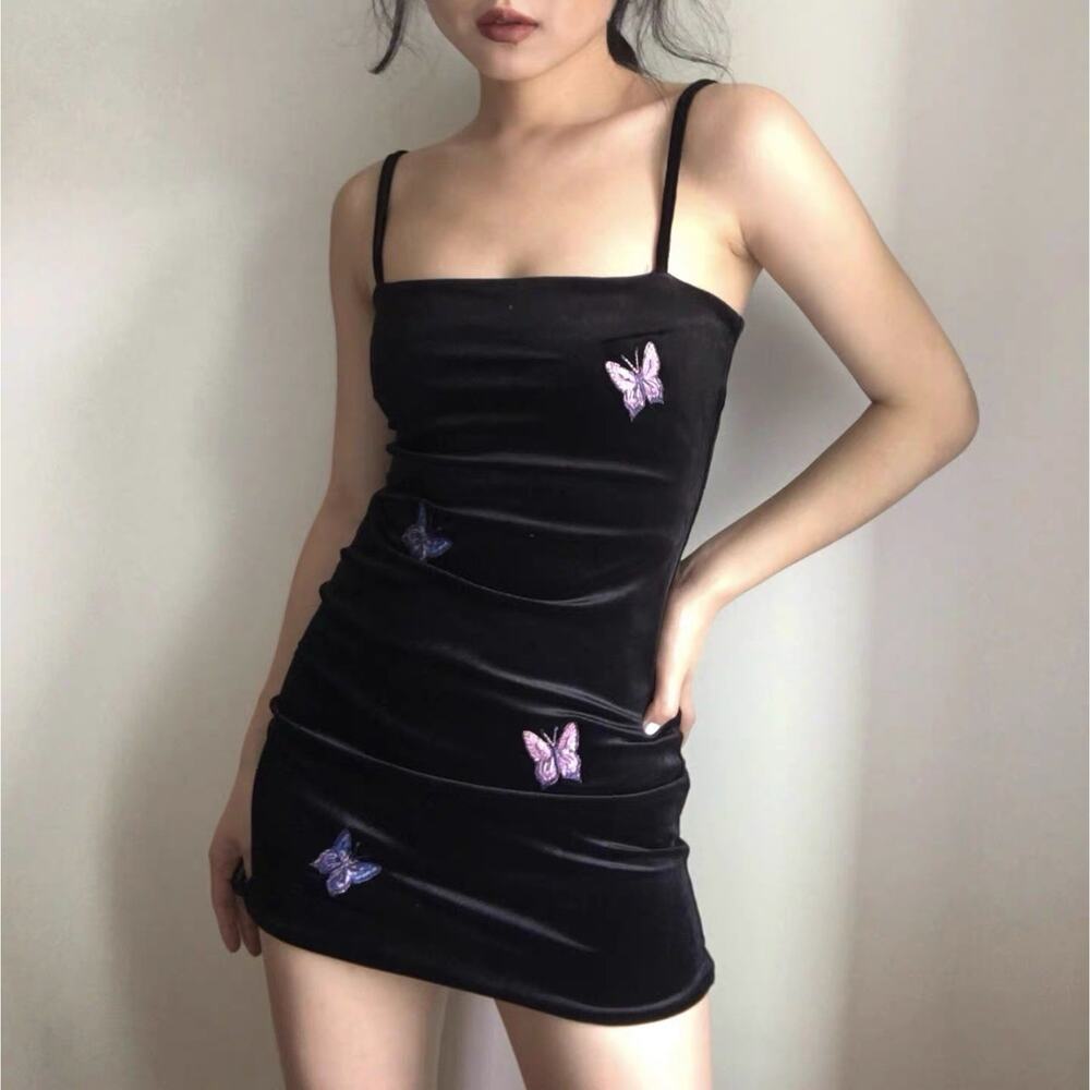 Black Butterfly Mini Dress - Size S NWT
